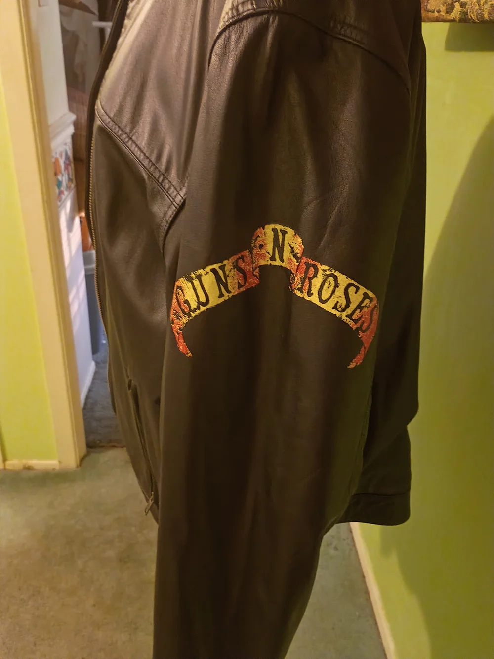 Guns And Roses Jacket Wilsons Leather Black Asymmetrical Zip Bomber Jacket